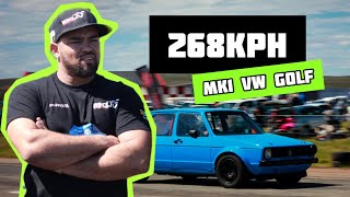 Mk1 VW Golf does 268kph half mile drag race [upl. by Ashla]