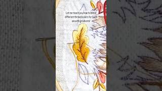 Oak leaf 🍂 embroiderytutorial longandshortstitch beginnerembroidery embroideryhoopart [upl. by Neraa214]