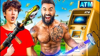 WORLDS STRONGEST MAN vs 100000 GOLDEN ATM [upl. by Odlanir]