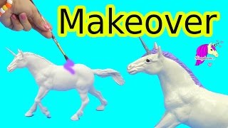 Custom Dollar Tree Horse Makeover Into Glitter Unicorn Do It Yourself DIY Craft with Paint  Clay [upl. by Mozart]