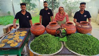 Saag Handi With Makki Ki Roti  Village food  Sarson ka Saag  Veg Recipes [upl. by Yorgo]