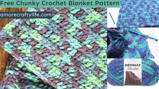 Make This Easy Bernat Blanket Yarn Free Ocean Chunky Blanket Crochet Pattern [upl. by Wendy]