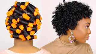 HOW TO  Perm Rod Set on Short Natural Hair Tutorial amp Night Time Hair Routine [upl. by Etnuahc]