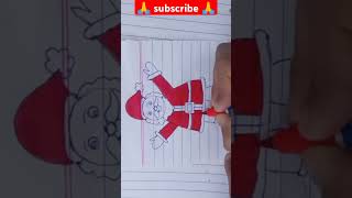 Christmas day drawing with Santa 🎅 clause art drawing shorts [upl. by Whitver]