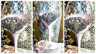 Dollar Tree Luxurious DIY Bling Heart Wine Glass Centerpiece [upl. by Manard322]