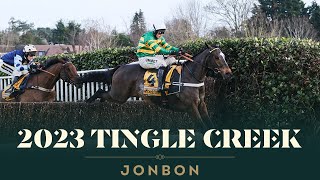 JONBON WINS THE BETFAIR TINGLE CREEK IN DETERMINED STYLE AT SANDOWN PARK [upl. by Klarrisa]