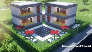 Minecraft mini hotel with pool and barbecue area [upl. by Duster113]