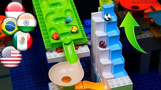 Marble run with stair lift and funnels by Fubecas Marble Runs [upl. by Cosme]