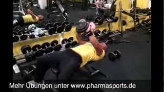 Brusttraining Überzüge mit der Kurzthantel Langhantel Bodybuilding Fitness Video [upl. by Anyaled]