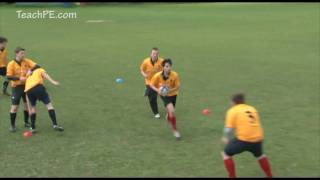 Offload during tackle 1v1 Basic Rugby Skills [upl. by Eidlog]