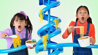 Ellie amp Andrea Makes Rainbow Magic Noodles for Charlotte Teamwork Adventures [upl. by Melborn]