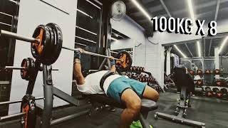 Flat Bench Barbell Press  100x8 [upl. by Nomar]