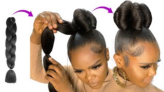 😱 10 MINUTES QUICK HAIRSTYLE USING BRAID EXTENSION [upl. by Slade]