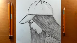 Disegno facile della ragazza del cappello  Come disegnare una bella ragazza con un cappello [upl. by Antone]