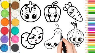 How to draw cute vegetables easy 🥕🥦🍅 StepbyStep Tutorial [upl. by Atilrac]