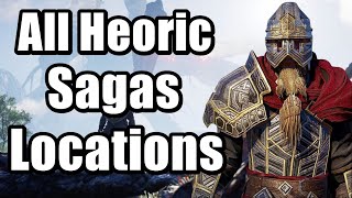 Assassins Creed Valhalla Dawn Of Ragnarok Heroic Scholar  All Heoric Sagas Locations [upl. by Good]