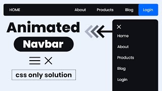 Create a RESPONSIVE NAVBAR with sidebar animation CSS ONLY [upl. by Aleira]