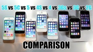 iPhone 5S vs 5C vs 5 vs 4S vs 4 vs 3Gs vs 3G vs 2G Speed Comparison Test [upl. by Meerak]