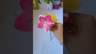 Plastic wrap വെച്ച് flowers ഉണ്ടാക്കാം  VcanCraft [upl. by Neelac468]