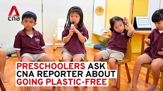 Preschoolers ask CNA reporter about how he tried to go plasticfree in Singapore [upl. by Anitsirhk412]