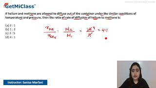 Helium vs Methane Diffusion Ratio KCET 11th Chemistry States of Matter [upl. by Aiekahs]