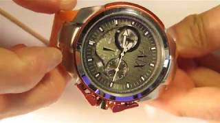 Armani Exchange AX1039 Quartz Watch Chronograph Review and Battery Replacement in VD53B Movement [upl. by Ynneh685]