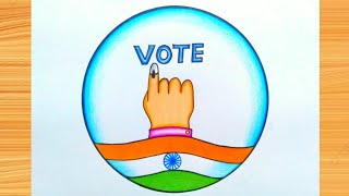 National Voters Day Drawing  National Voters Day Poster Voters Awareness मतदाता जागरुकता पर चित्र [upl. by Drarreg]