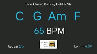 C G Am F at 65 bpm  Easy Play Along  Slow Classic Rock  Backing Track [upl. by Donavon32]