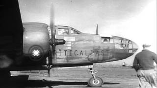 Douglas A20 Havoc aircraft take off from base in North Africa to participateHD Stock Footage [upl. by Dierolf139]