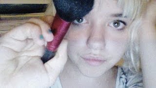 Brushing your face for tingles and whispering ASMR [upl. by Aihtnic]