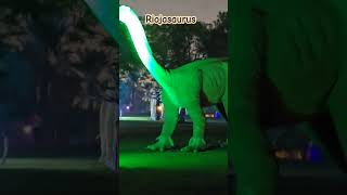 Riojasaurus Dinosaur At The Dinosaur Park In Dubai Garden Glow [upl. by Ap788]