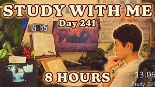 🔴LIVE 8 HOUR  Day 241  study with me Pomodoro  No music RainThunderstorm sounds [upl. by Aidahs]