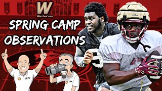 FSU Football  Spring Practice Observations  Kam Davis OffensiveDefensive Line  Warchant TV FSU [upl. by Beisel]