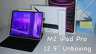 M2 iPad Pro 129quot 2022 512GB 🍎  Unboxing Setup amp Accessories  4K [upl. by Aden]