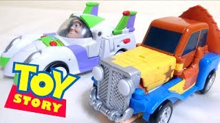 【トイストーリー】くるまにへんけいするウッディーとバズ・ライトイヤーだ！ヲタファのレビュー  Toy Story Transform to a Vehicle Woody amp Buzz [upl. by Adaurd]