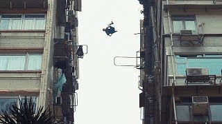 Huge front flip roof gap in Hong Kong 80m high 🇭🇰 [upl. by Nylhtac]