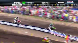 2013 Thunder Valley 450 Moto 2 Ryan Villopoto Passes Justin Barcia [upl. by Haley]