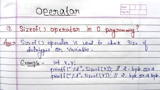 Sizeof operator in C programming in hindi  unary Operators sizeof  C language unary Operators [upl. by Anwahsar]