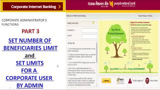 PNB Corporate Internet Banking Part 3 How to SET LIMITS of corporate users [upl. by Htezzil]