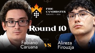 Round 10  Fabiano Caruana vs Alireza Firouzja  FIDE Candidates 2024 [upl. by Wetzel307]