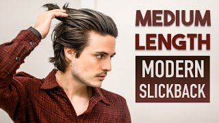 Medium Length Modern Slick Back Tutorial  Mens Long Hair 2021 [upl. by Pigeon883]