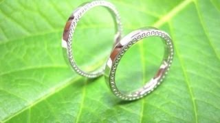 ハンドメイド・プラチナ結婚指輪  可愛い極細リング  両サイド・ミル・ミル打ち [upl. by Etz]