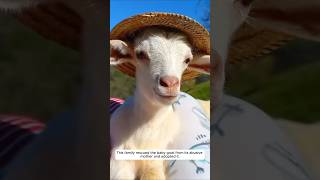 This family rescued the baby goat from its abusive mother and adopted it animalshorts goat [upl. by Aeriell]