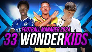 33 WONDERKIDS MOINS DE 20 ANS  FOOTBALL MANAGER 2024 [upl. by Anaerdna]