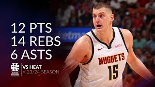 Nikola Jokic 12 pts 14 rebs 6 asts vs Heat 2324 season [upl. by Brennen145]