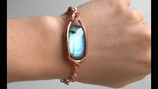 Bracelet with Cabochon Half Cuff Half Chain Wire Wrap Tutorial [upl. by Harness]