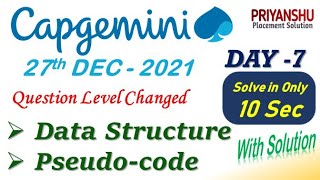 Capgemini Day7 Pseudocode Data Structure Questions answer  Capgemini Pseudocode  Capgemini Dec [upl. by Moina]