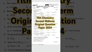 11th Chemistry Second Midterm Original Question Paper 2024 Most Important Question [upl. by Gwendolen]