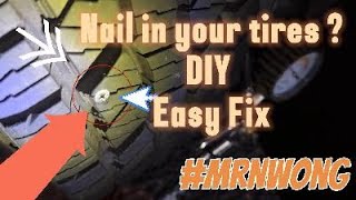 🚙 Nail in your 🛞 Tire 🚗 FLAT Tyre  easy fix Car Truck Van automobile air Victor repair Screw 2024 [upl. by Bowles]