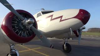 Lockheed 12A Electra Junior NC14999 Landing Inside Look Startup Departure amp Flyby Teuge 30 Jan 2022 [upl. by Aymik]